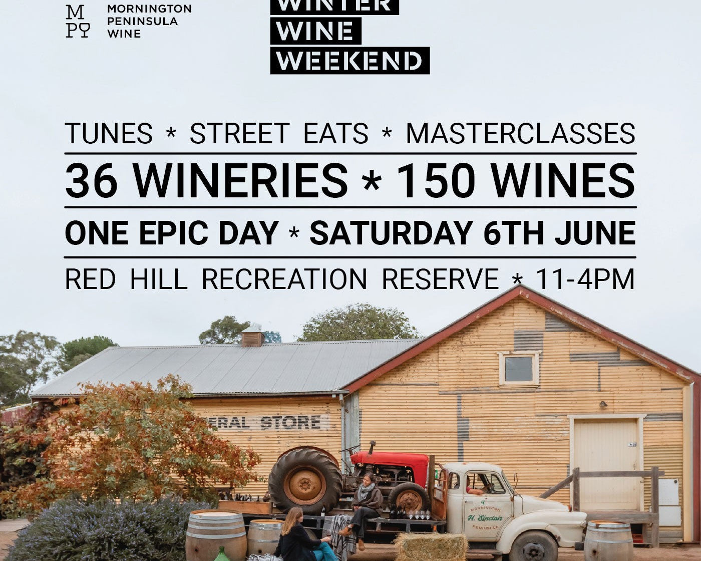 Poster for Mornington Peninsula Winter Wine Festival at Red Hill 
