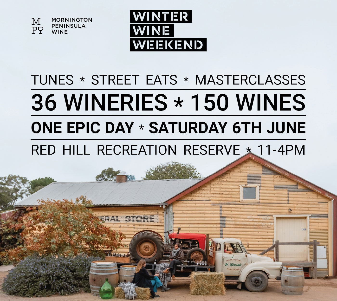 Poster for Mornington Peninsula Winter Wine Festival at Red Hill 