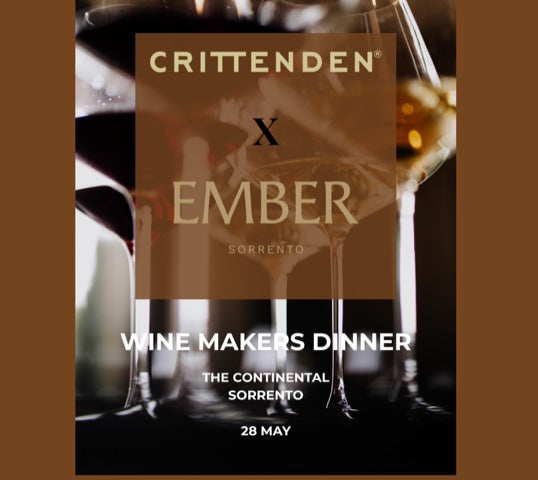 Crittenden and Ember dinner on 28 May hosted by Rollo Crittenden winemaker at Crittenden