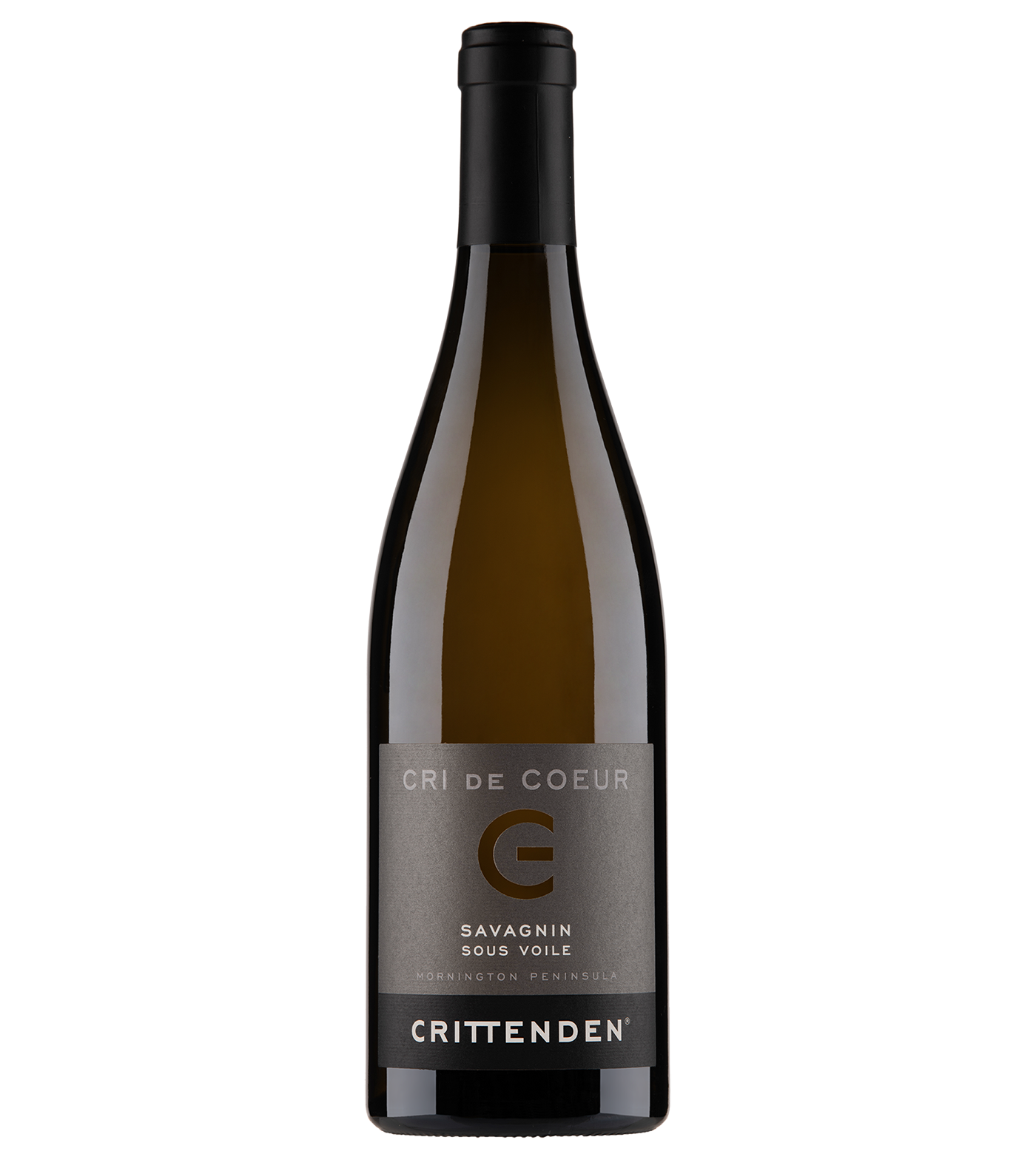Cri de Coeur Savagnin Sous Voile wine bottle with 'Crittenden' label on a white background