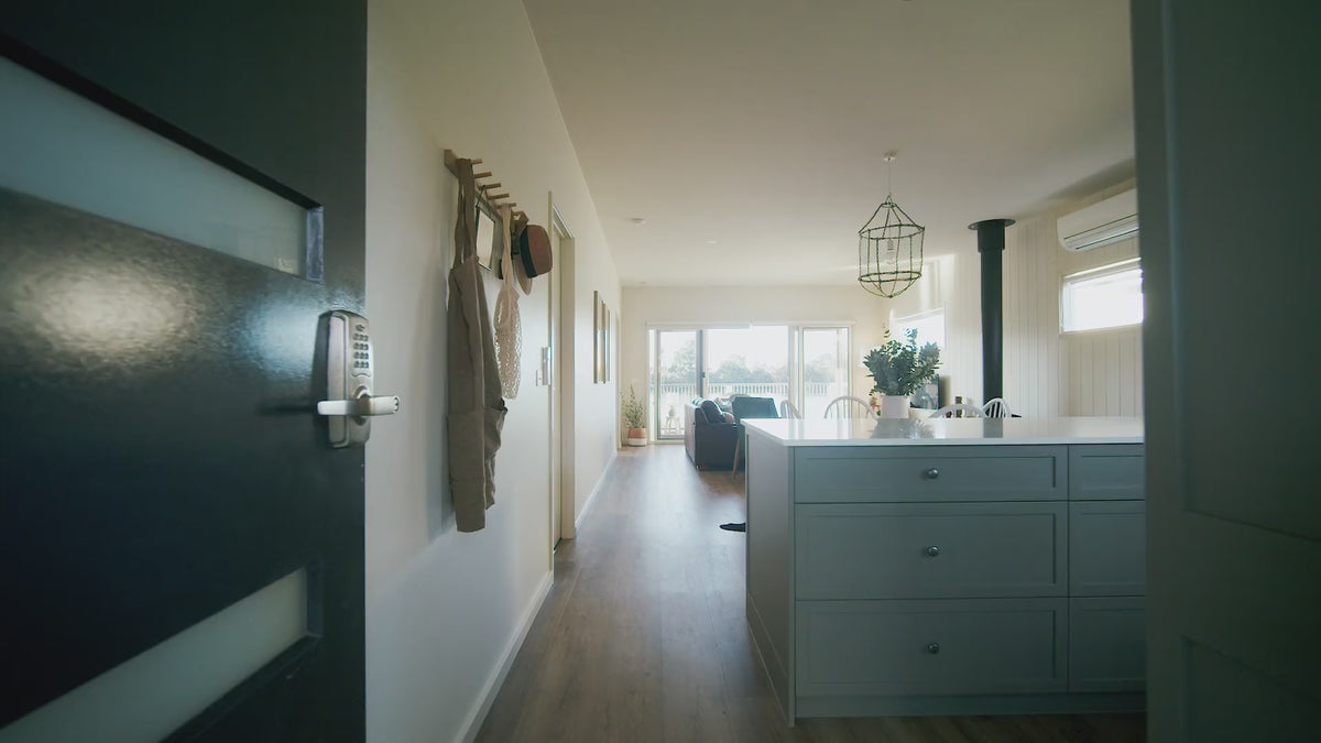Inside Crittenden's Lakeside Villas: the kitchen, living room, deck, bedrooms and bathrooms overlooking the lake